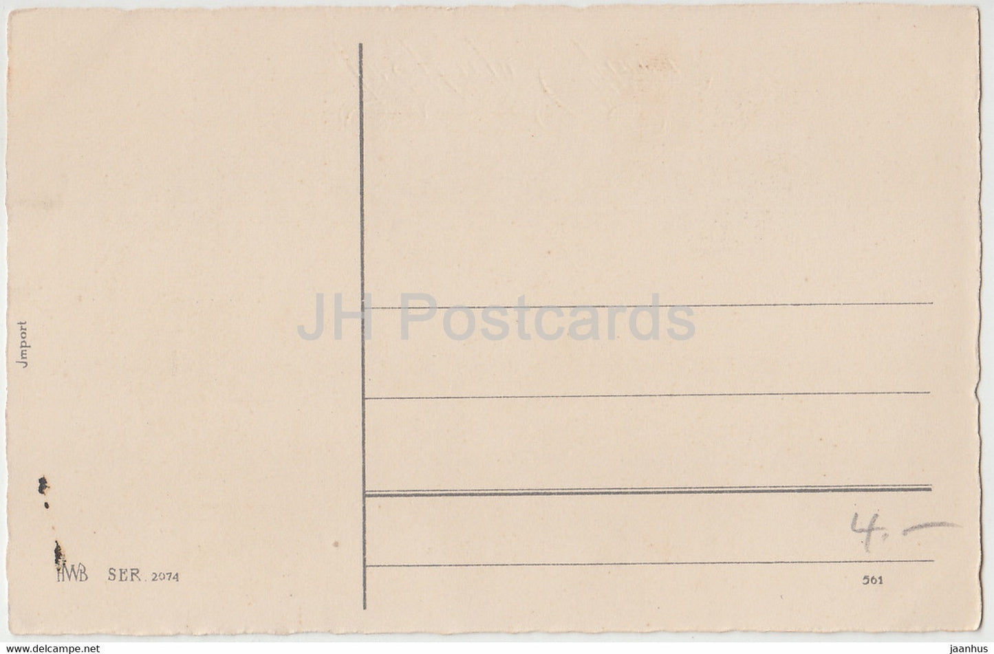 Ostergrußkarte - Frohliche Ostern - Ei - Hase - Blumen - HWB SER 2074 - alte Postkarte - Deutschland - unbenutzt