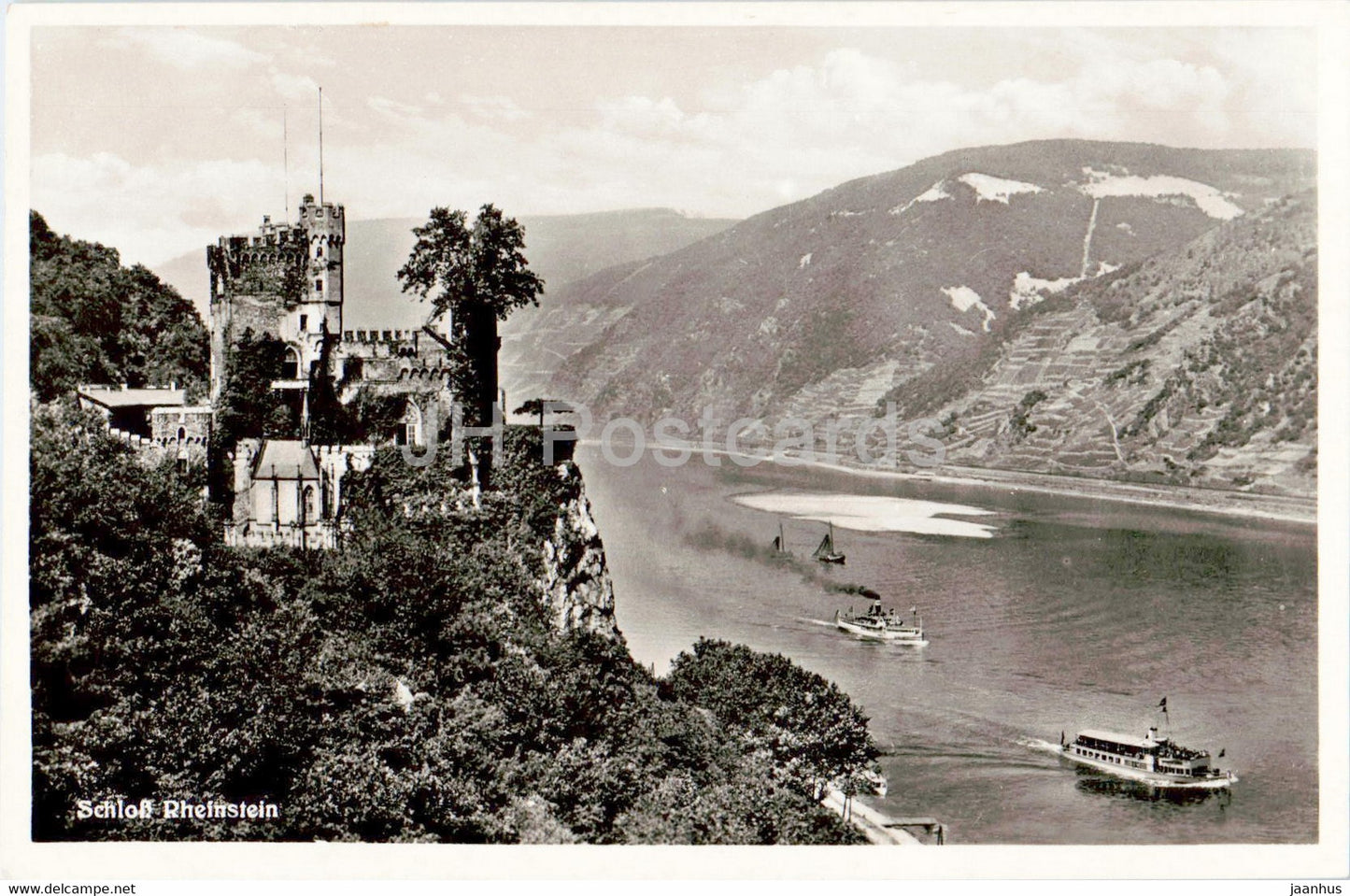 Schloss Rheinstein - castle - old postcard - Germany - used - JH Postcards