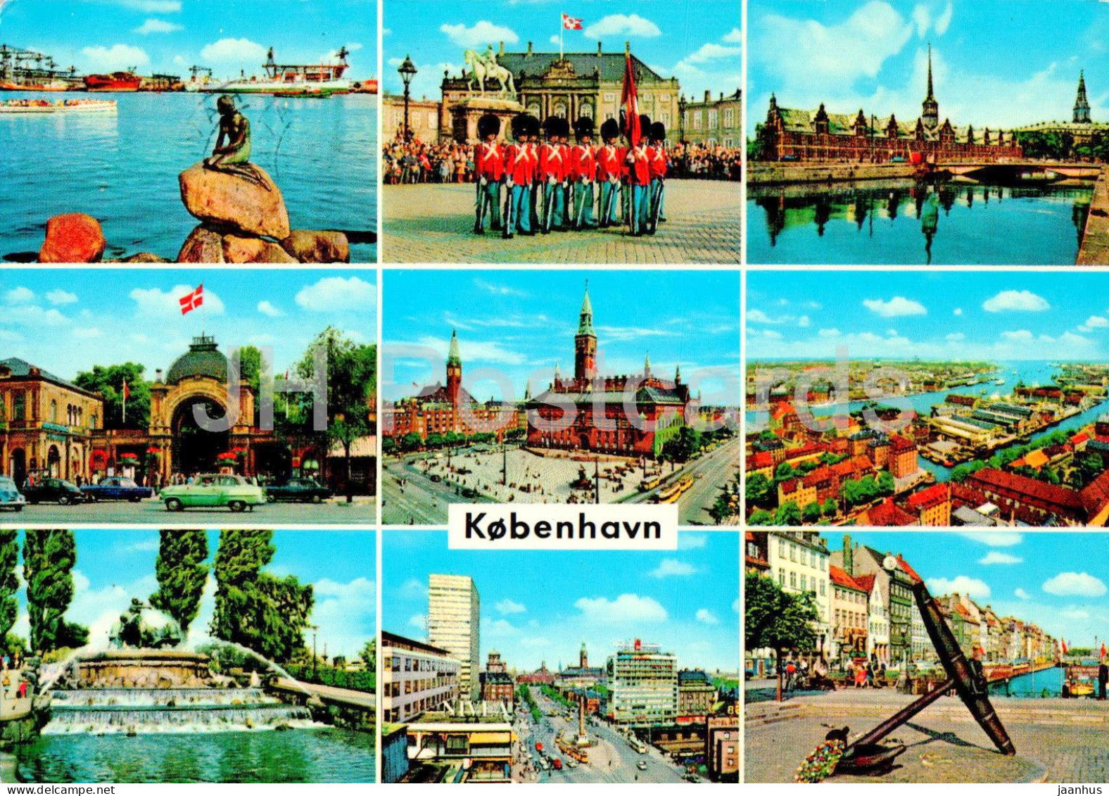 Copenhagen - Kobenhavn - Gefion fountain - Little Mermaid - Royal Guard - multiview - 989/28 - 1971 - Denmark - used - JH Postcards