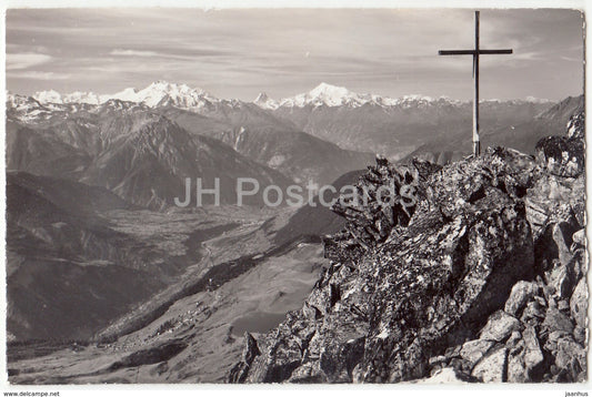 Blick vom Bettmerhorngipfel auf Bettmeralp und Rhonetal - 44265 - Switzerland - 1964 - used - JH Postcards