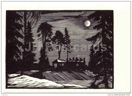 engraving by. A. Ushin - Ruins - Pavlovsk Park - 1969 - Russia USSR - unused - JH Postcards