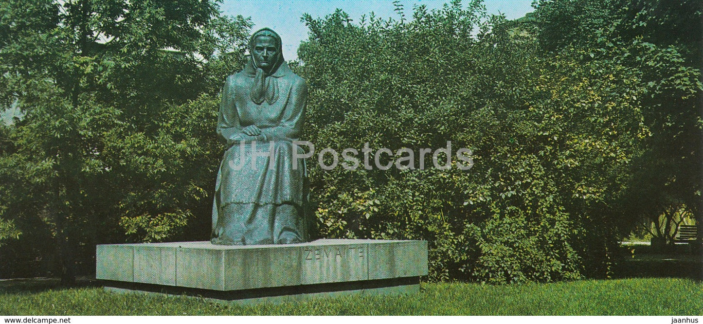 Vilnius - monument to the Lithuanian writer Zhemaite - 1978 - Lithuania USSR - unused - JH Postcards