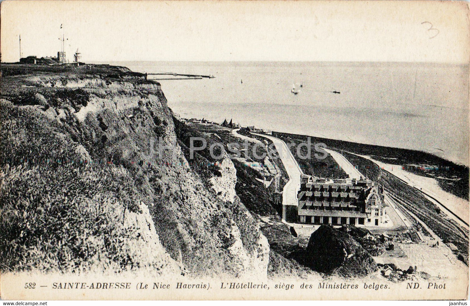 Sainte Adresse - L'Hotellerie siege des Ministeres belges - 582 - old postcard - France - unused - JH Postcards