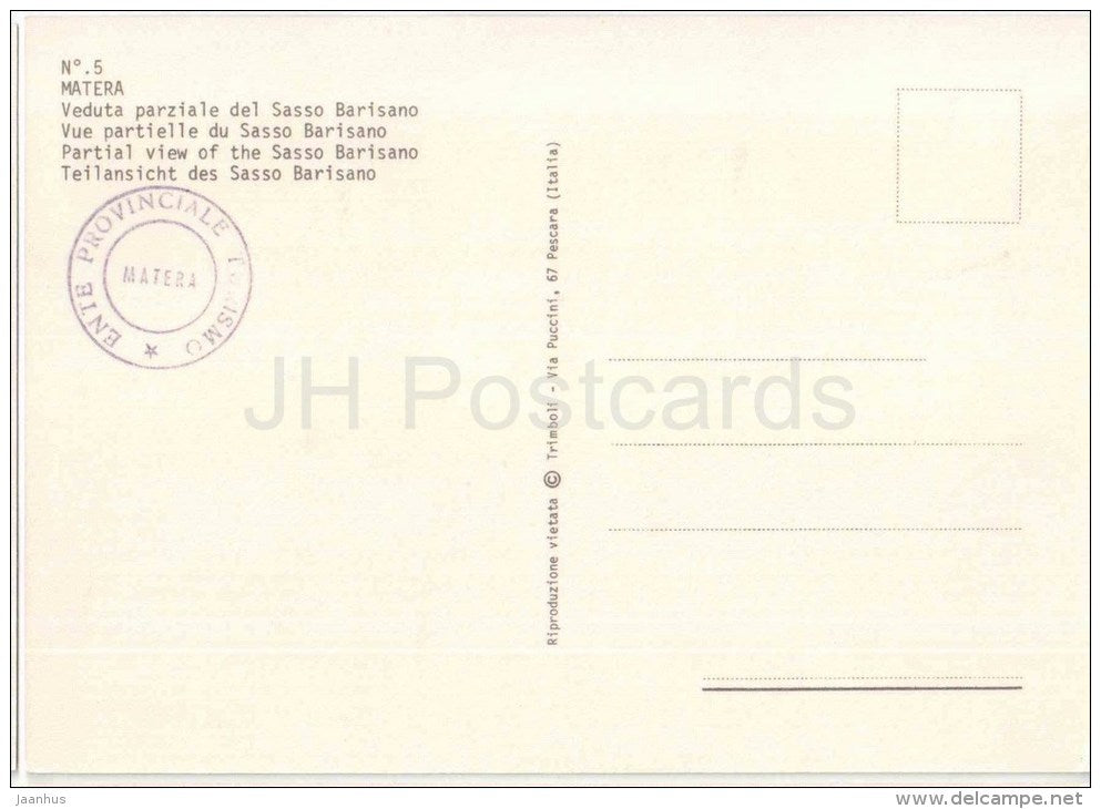 veduta parziale del Sasso Barisano - Matera - Basilicata - 5 - Italia - Italy - unused - JH Postcards