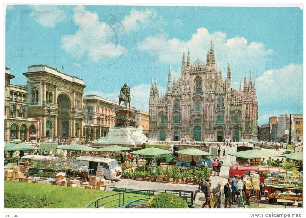 Piazza Duomo - Mercato dei fiori - flower market - Milano - 469/906 - Italia - Italy - sent from Italy Milan to Germany - JH Postcards