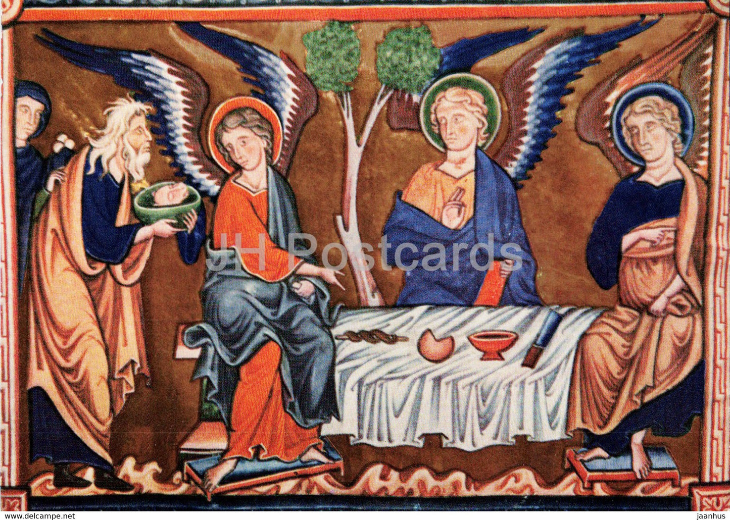 painting - Besuch der Drei Engel bei Abraham - Visit of the Three Angels to Abraham - art - Germany - unused - JH Postcards