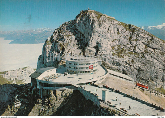 Pilatus Kulm 2132 m - hotel Bellevue - Zahnradbahn Alpnachstadt Pilatus - Seilbahn - 1967 - Switzerland - used - JH Postcards