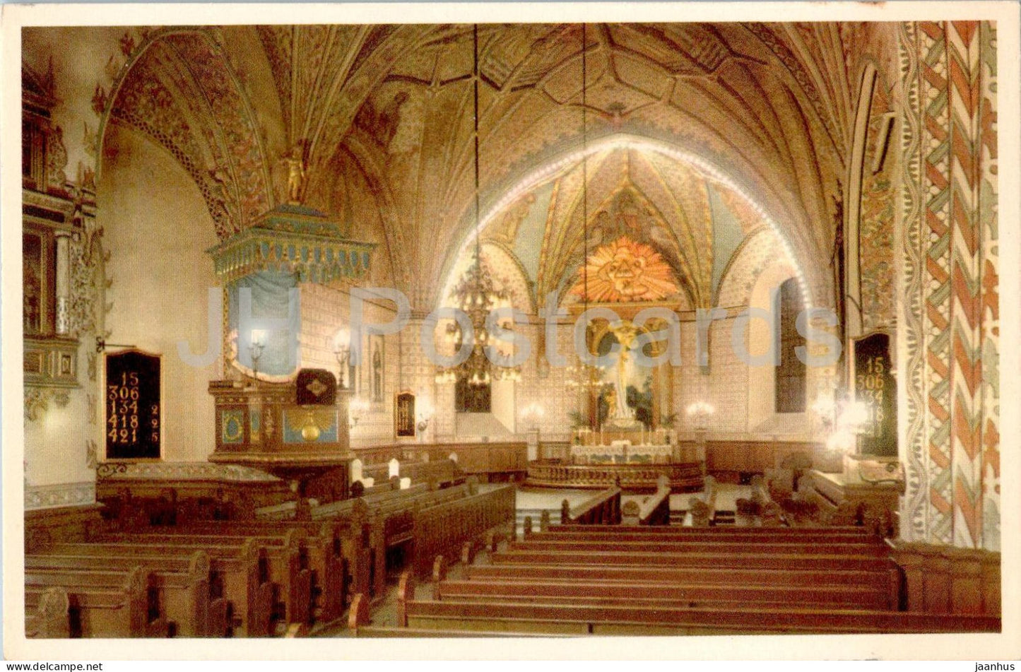 Enkoping Kyrkan - interior - church - 50/248 - old postcard - Sweden – unused – JH Postcards