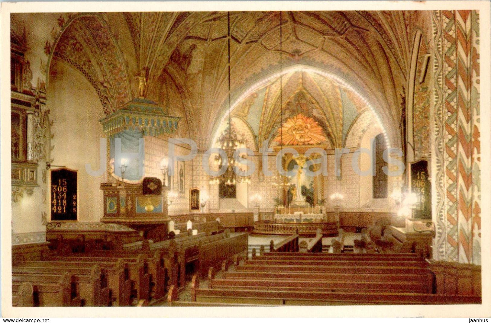 Enkoping Kyrkan - interior - church - 50/248 - old postcard - Sweden – unused – JH Postcards