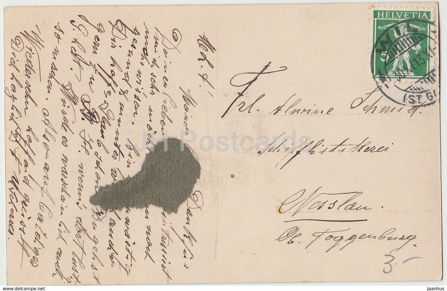 Sah ein Knab ein Roslein steh'n - garçon et fille - costumes folkloriques - 3255/4 - carte postale ancienne - 1913 - Allemagne - utilisé