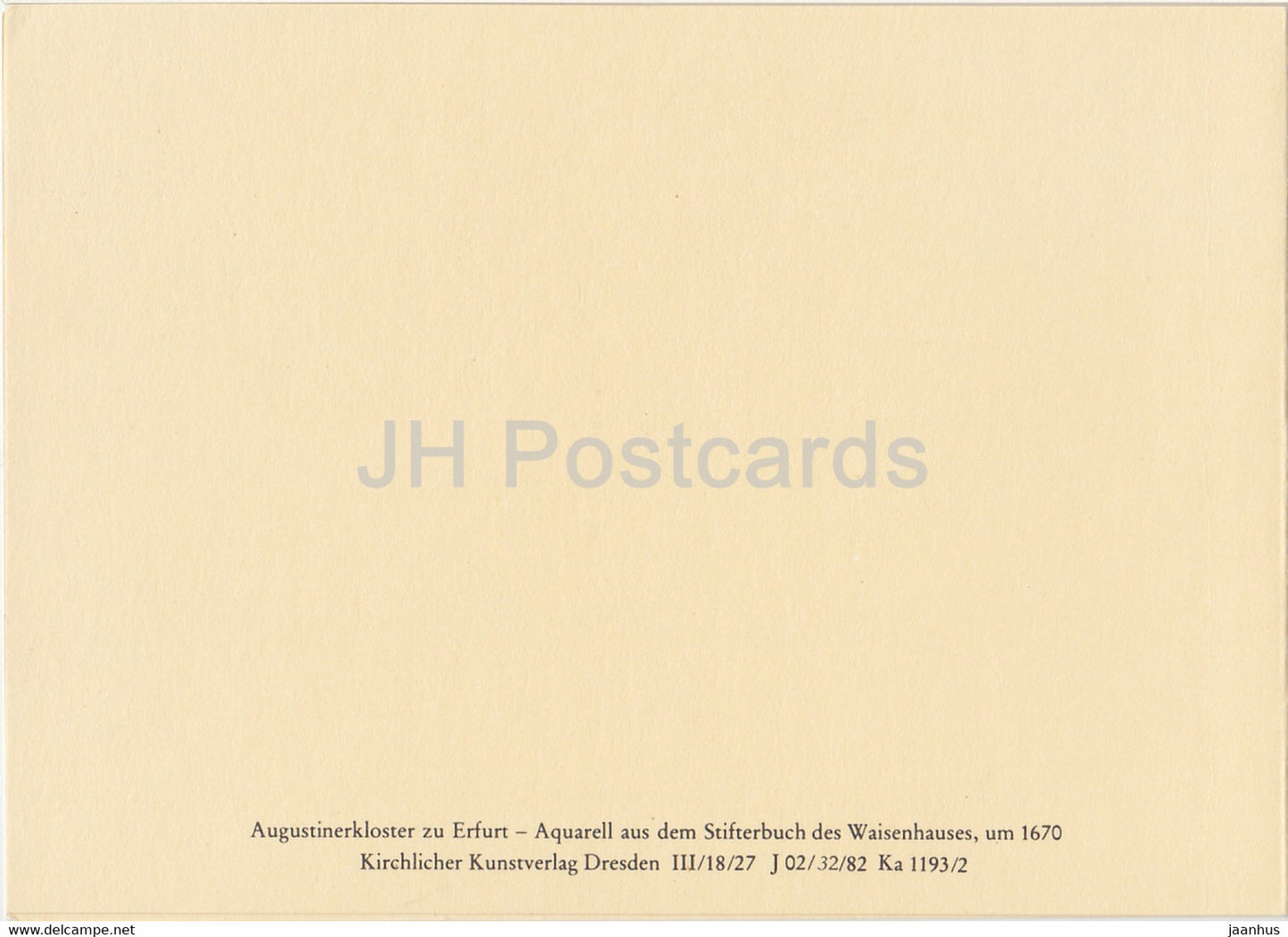 Aquarell 1670 - cloister - Augustinerkloster zu Erfurt - DDR Germany - unused