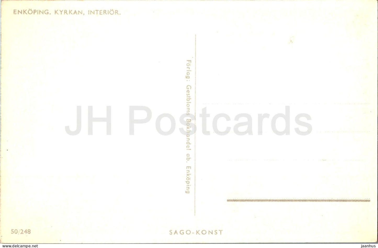 Enkoping Kyrkan - intérieur - église - 50/248 - carte postale ancienne - Suède - inutilisé 