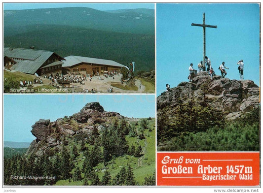 Gruss vom Grossen Arber 1457 m - Bayerischer Wald - Schutzhaus - Richard-Wagner-Kopf - Germany - 1988 gelaufen - JH Postcards