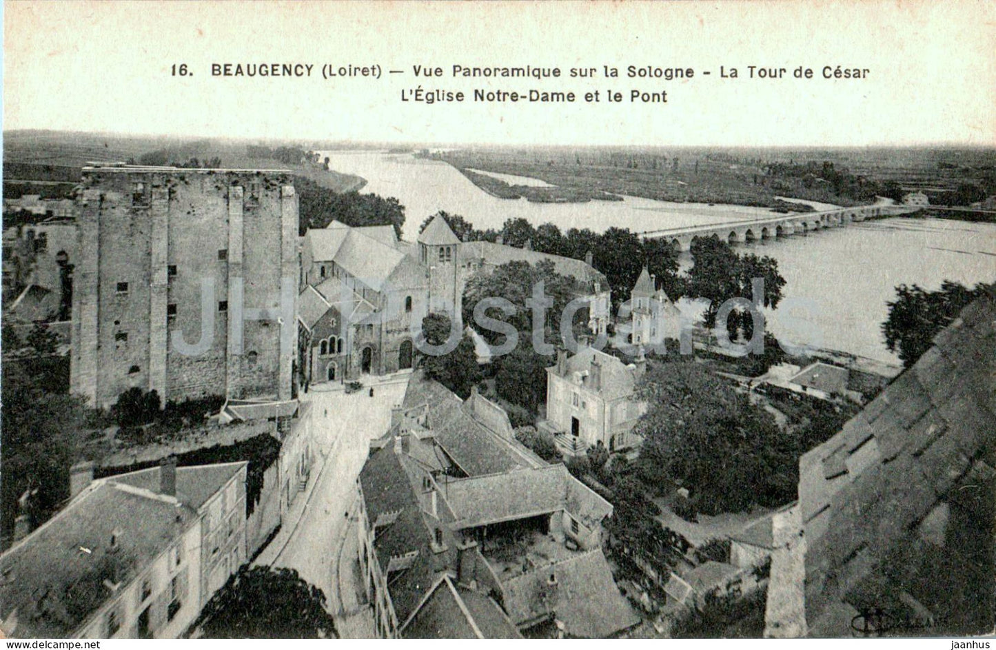 Beaugency - Vue Panoramique sur la Sologne - La Tour de Cesar - L'Eglise Notre Dame - 16 old postcard - France - unused - JH Postcards