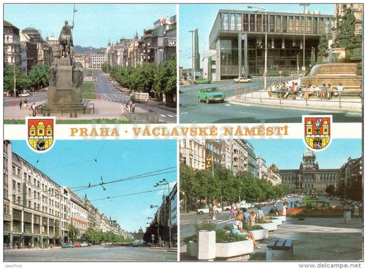 National museum - Federal Assembly - Mustek - Wenceslas Square - Praha - Prague - Czechoslovakia - Czech - unused - JH Postcards