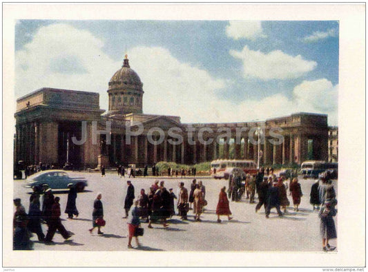 Kazan cathedral - History of Religion Museum Leningrad - bus - car Pobeda - St. Petersburg - 1959 - Russia USSR - unused - JH Postcards