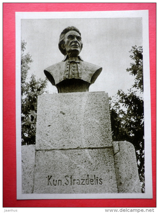 burial monument of K. Strazdelis - Monuments of Lithuanian Writers - 1966 - Lithuania USSR - unused - JH Postcards