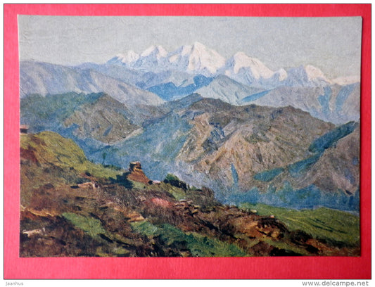 painting by Vasily Yefanov - Himalayas - mountain - russian art - unused - JH Postcards