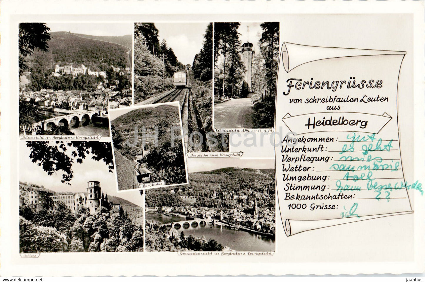 Feriengrusse von schreibfaulen Leuten - Heidelberg - old postcard - Germany - used - JH Postcards