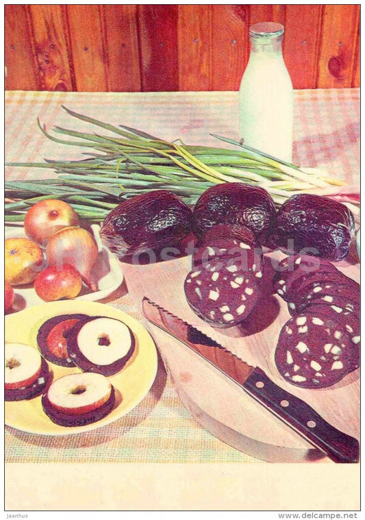 fried black pudding - onion - milk - cooking recepies - 1983 - Estonia USSR - unused - JH Postcards