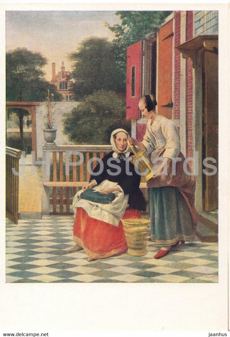 painting by Pieter de Hooch - Mistress and maid - Dutch art - 1961 - Russia USSR - unused - JH Postcards