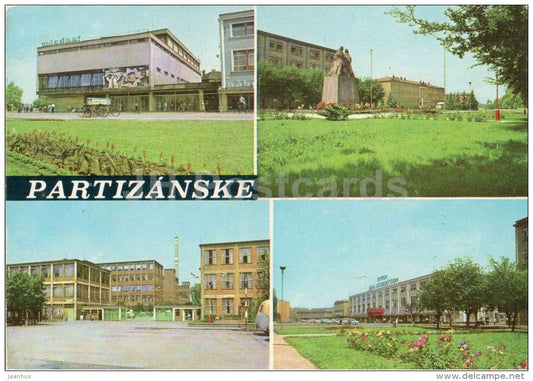Partizanske - town views - architecture - Czechoslovakia - Slovakia - used 1970 - JH Postcards