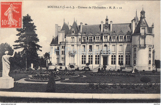 Nouzilly - Chateau de l'Orfraisiere - castle - 11 - old postcard - 1916 - France - used - JH Postcards