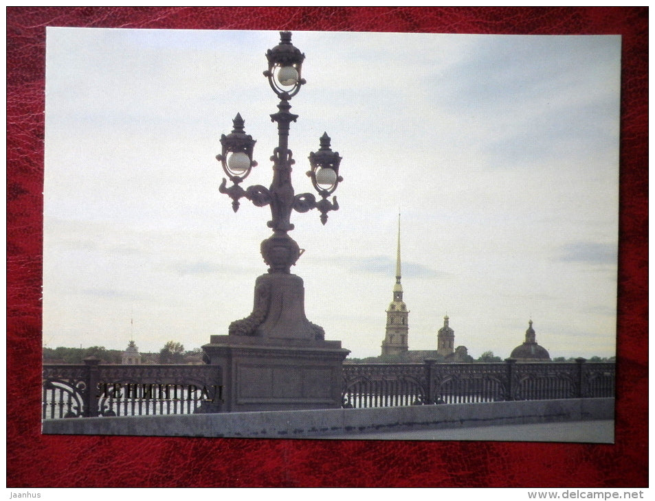 Leningrad - St. Petersburg - Kirov bridge lantern - 1983 - Russia - USSR - unused - JH Postcards