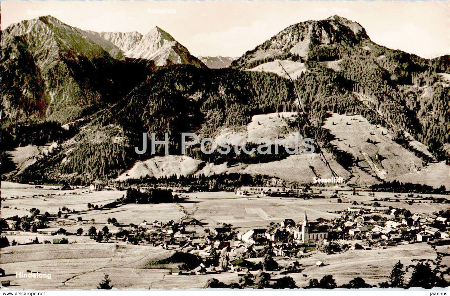 Kurorte Hindelang Bad Oberdorf - Allgauer Alpen mit Breitenberg - old postcard - 1956 - Germany - used - JH Postcards