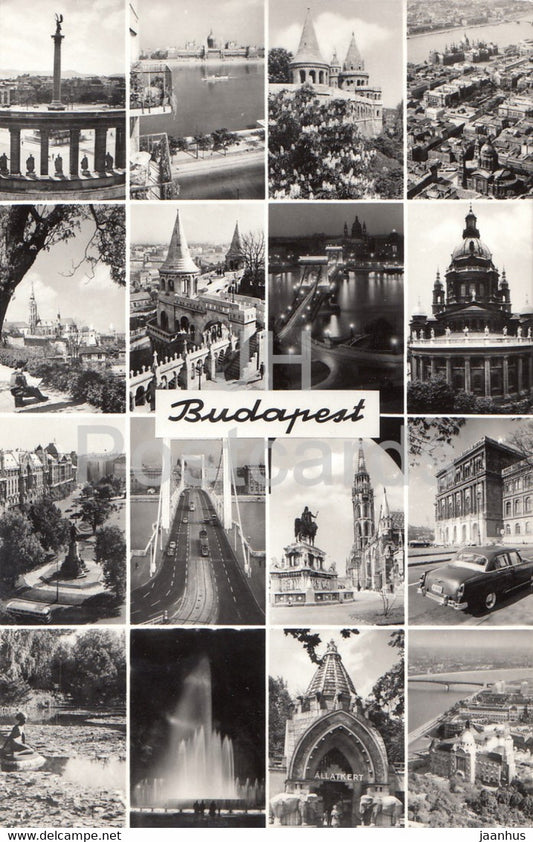Budapest - car - city views - multiview - 1969 - Hungary - used - JH Postcards