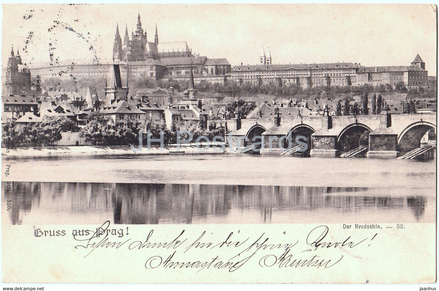Gruss aus Prag - Prague - Praha - Der Hradschin - 58 - old postcard - 1901 - Czech Republic - used - JH Postcards