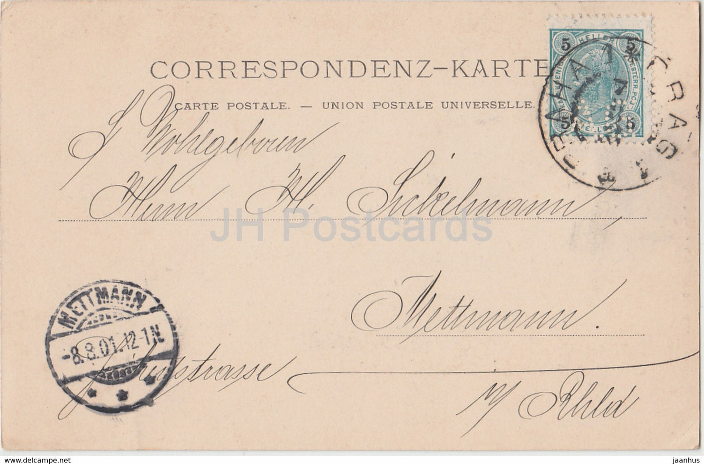 Gruss aus Prag - Prag - Praha - Der Hradschin - 58 - alte Postkarte - 1901 - Tschechien - gebraucht