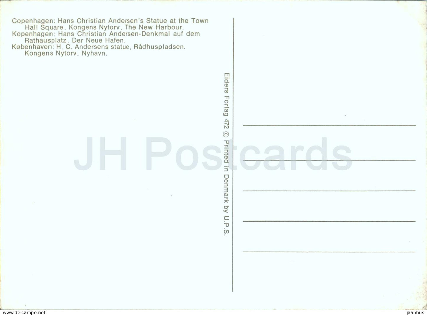 Copenhagen - Kobenhavn - monument to Andersen - Kongens Nytorv - New Harbour - ship - multiview - 472 - Denmark - unused