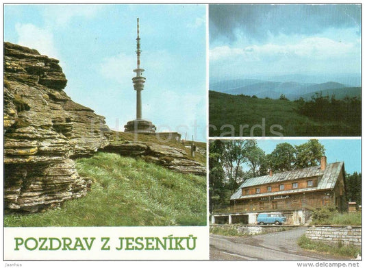 Jesenik - The peak Praded - View from the north Praded - restaurant Anenska Hut - Czechoslovakia - Czech - used - JH Postcards