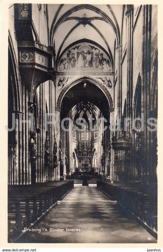 Freiburg i B - Munster Inneres - cathedral - 46 - old postcard - Germany - unused - JH Postcards