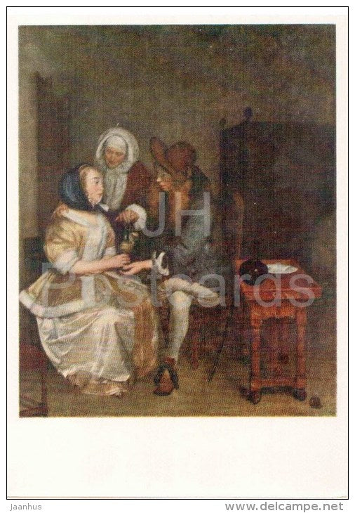 painting by Gerard ter Borch - A glass of lemonade - dutch art - unused - JH Postcards