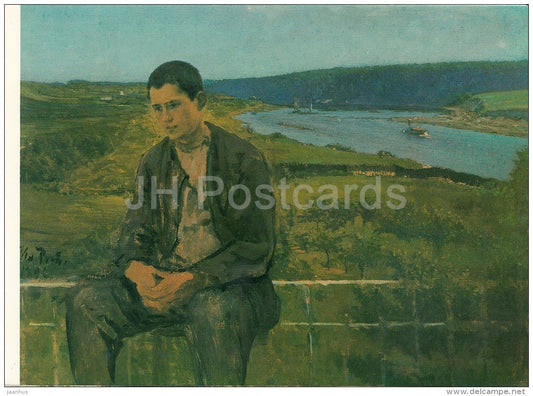 painting by I. Repin - The Artist´s Son on Return , 1896 - Russian art - large format card - Czechoslovakia - unus - JH Postcards