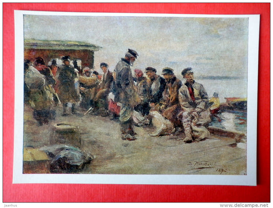 painting by Vladimir Makovsky - On The Pier , 1890 - russian art - unused - JH Postcards