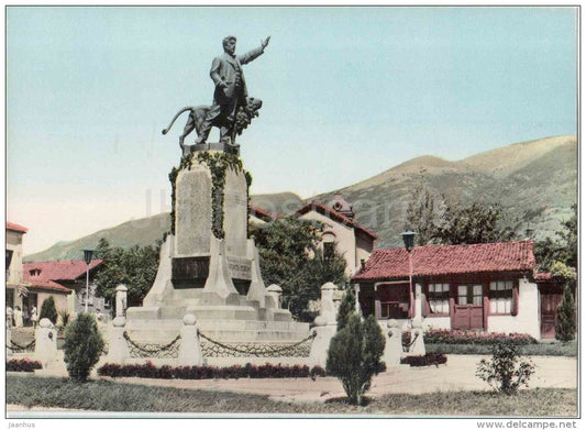 monument to V. Levski - lion - Karlovo - Bulgaria - unused - JH Postcards