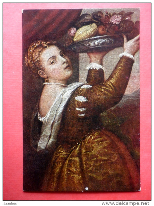 painting by Tizian - Lavinia - woman with a tray - Degi - 1094 - italian art - unused - JH Postcards