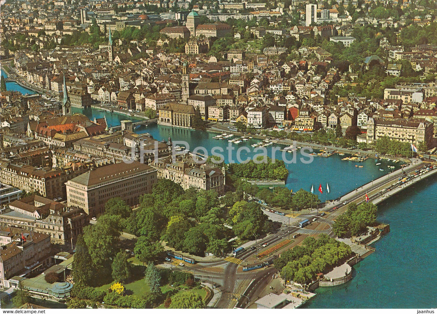 Zurich - aerial view - bridge - 1965 - Switzerland - used - JH Postcards