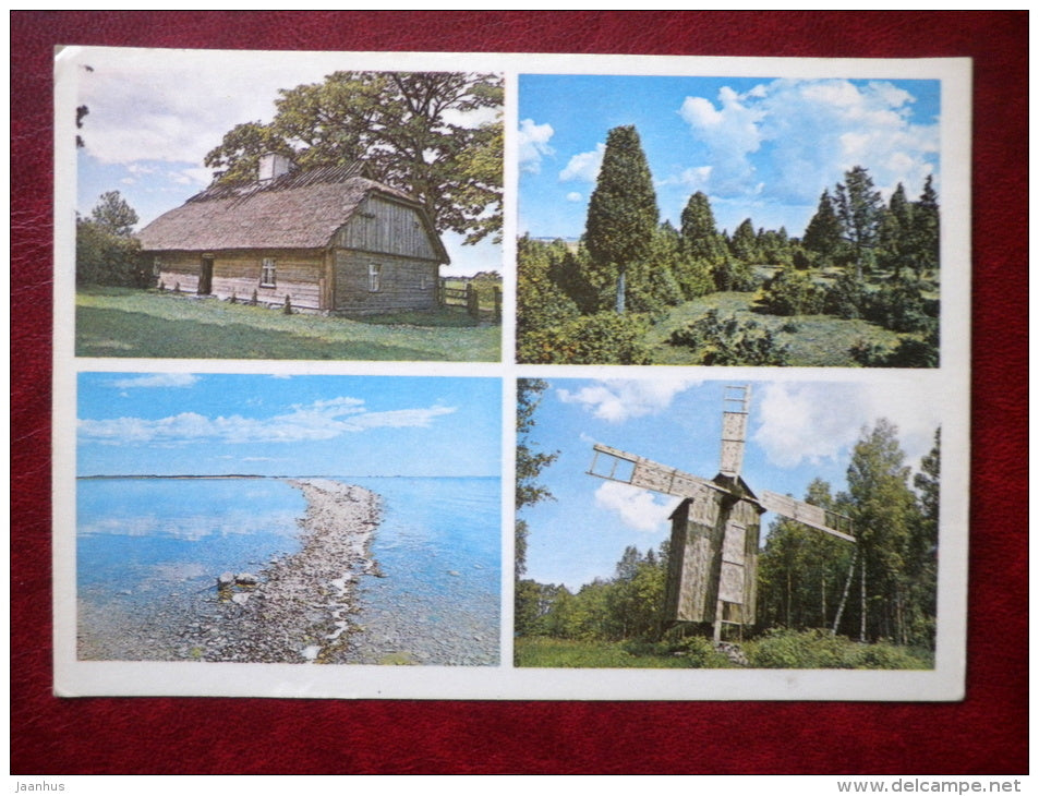 composer R. Tobias Museum in Käina and Hiiumaa views - Hiiumaa island - windmill - 1981 - Estonia USSR - used - JH Postcards