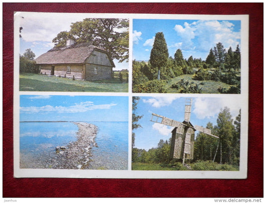 composer R. Tobias Museum in Käina and Hiiumaa views - Hiiumaa island - windmill - 1981 - Estonia USSR - used - JH Postcards