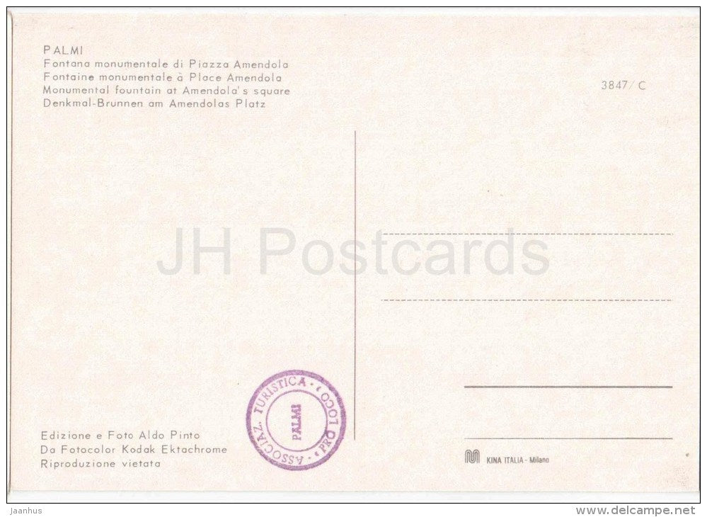 Fontana monumentale di Piazza Amendola - fountain  Palmi - Reggio Calabria - Calabria - 3847/C - Italia - Italy - unused - JH Postcards
