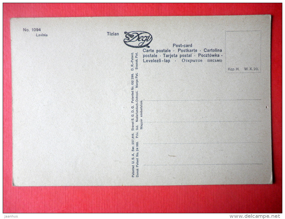 painting by Tizian - Lavinia - woman with a tray - Degi - 1094 - italian art - unused - JH Postcards