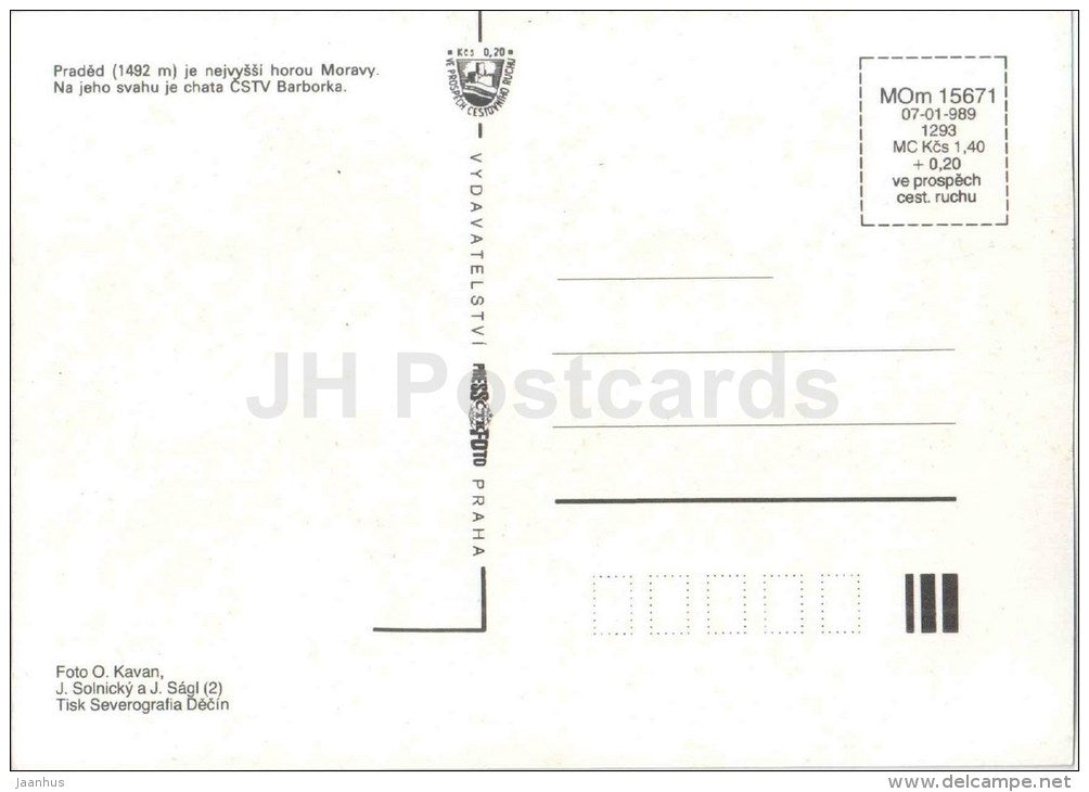 Jeseniky Praded - cottage Barborka - Czechoslovakia - Czech - unused - JH Postcards