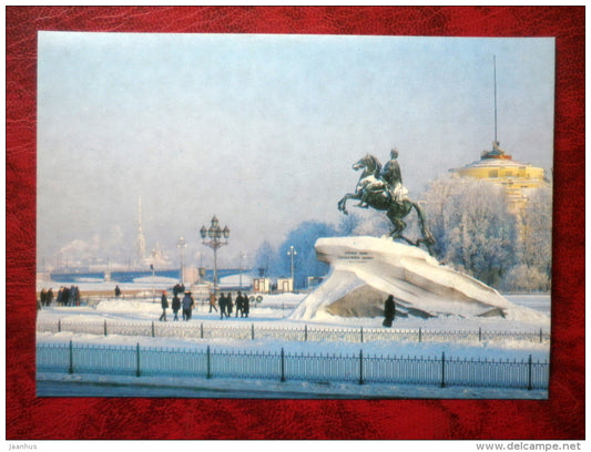 Leningrad - St. Petersburg - Decembrists Square - Monument to Peter the Great - 1986 - Russia - USSR - unused - JH Postcards