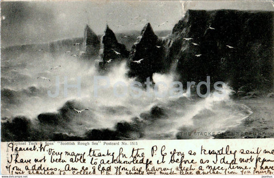 Scottish Rough Sea - illustration - 1511 - old postcard - 1903 - United Kingdom - used - JH Postcards