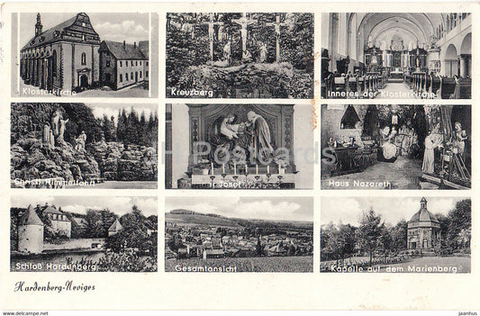 Hardenberg Neviges - Klosterkirche - Kreuzberg - Schloss Hardenberg - old postcard - 1954 - Germany - used - JH Postcards