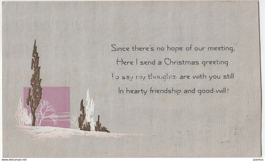 Christmas Greeting Card - Since there's no hope of our meeting - old postcard - USA - used - JH Postcards